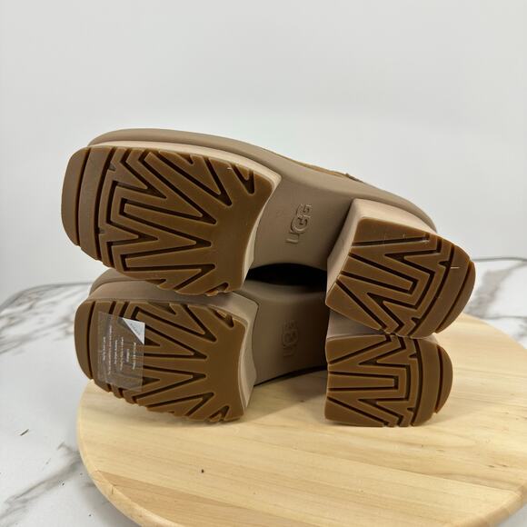 UGG New Heights Platform Mini Boot Womens 9 Hickory Chunky Y2K Style Shearling - Picture 6 of 10